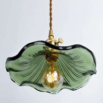 Lampada a sospensione in vetro a forma di fiore con lampadina E27