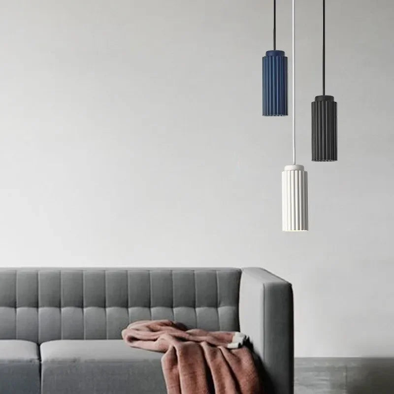 Fluted Glass and Metal LED Pendant Light