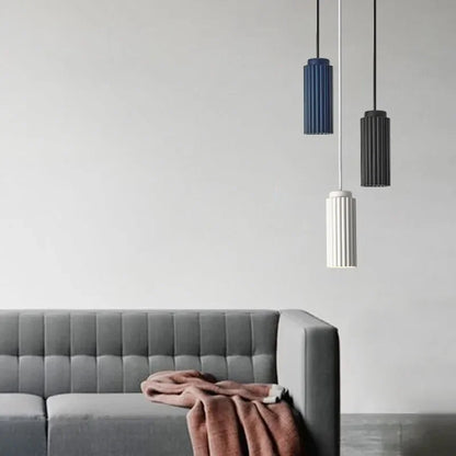 Fluted Glass and Metal LED Pendant Light