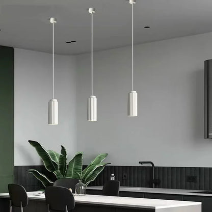 Fluted Glass and Metal LED Pendant Light