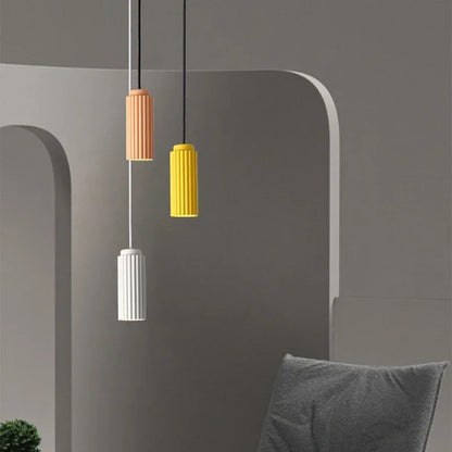 Fluted Glass and Metal LED Pendant Light