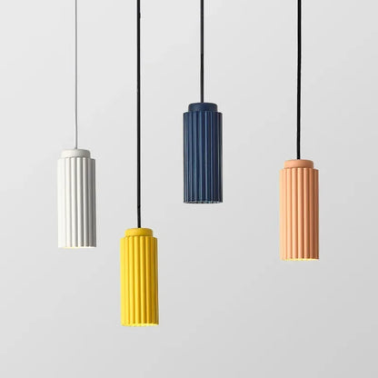 Fluted Glass and Metal LED Pendant Light