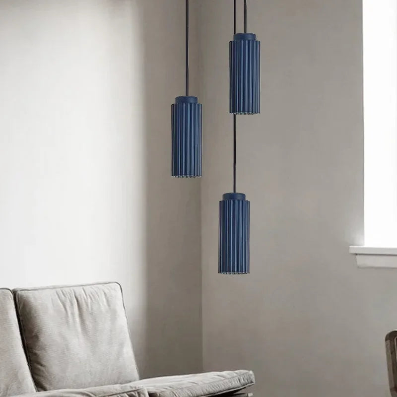 Fluted Glass and Metal LED Pendant Light
