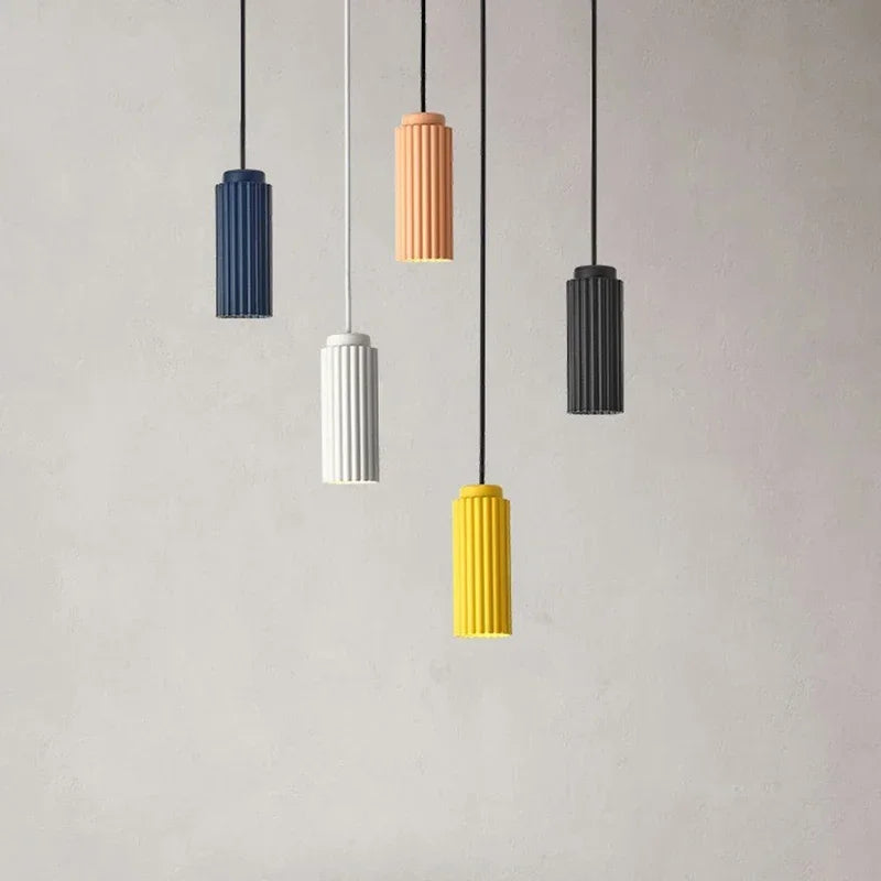Fluted Glass and Metal LED Pendant Light