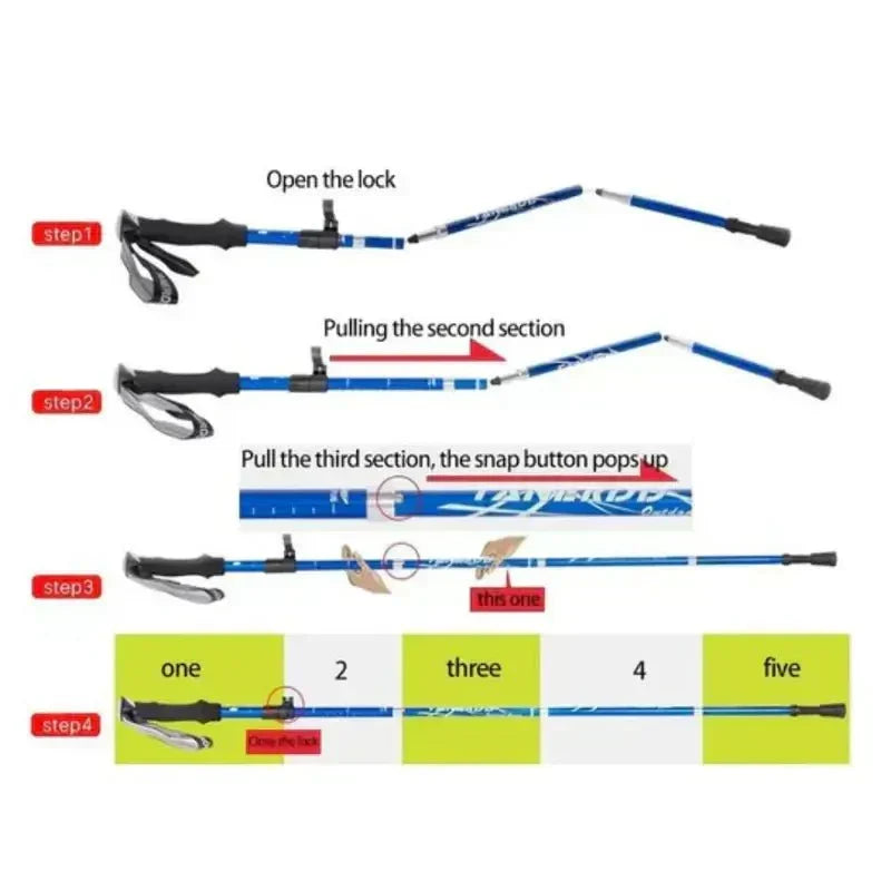 Foldable Adjustable Aluminum Trekking Pole for Hiking