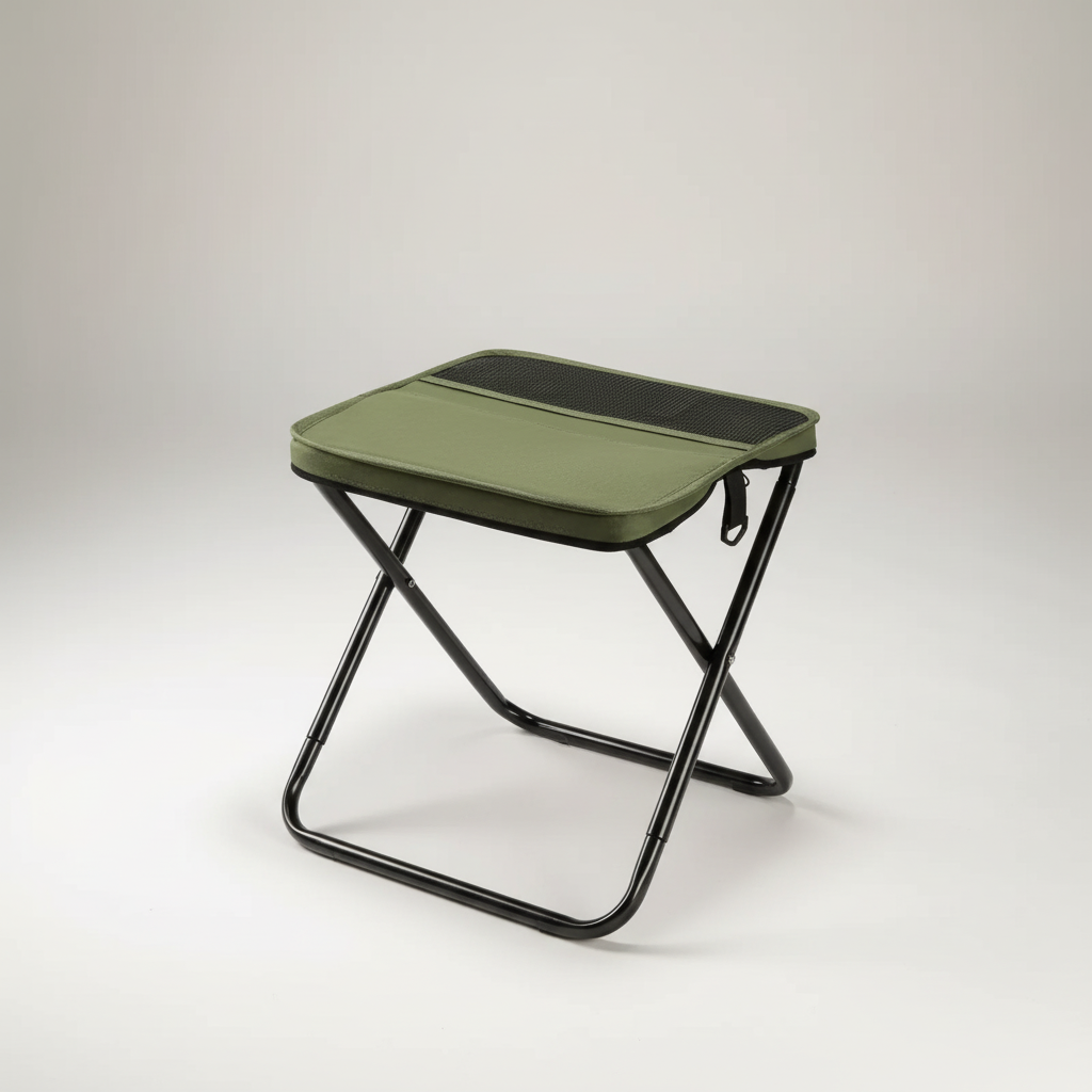 Foldable Camping Stool with Carbon Steel Frame and Carry Case