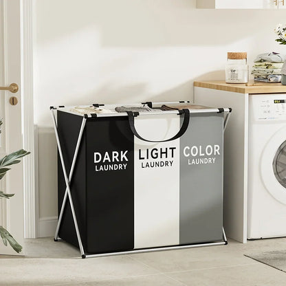 Foldable Laundry Hamper with 2 or 3 Sorting Compartments