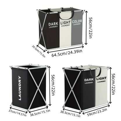 Foldable Laundry Hamper with 2 or 3 Sorting Compartments