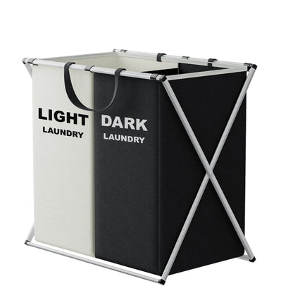 Foldable Laundry Hamper with 2 or 3 Sorting Compartments