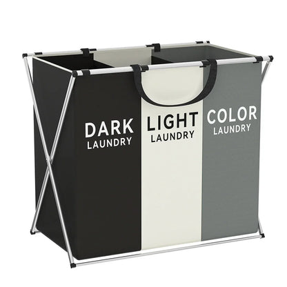 Foldable Laundry Hamper with 2 or 3 Sorting Compartments