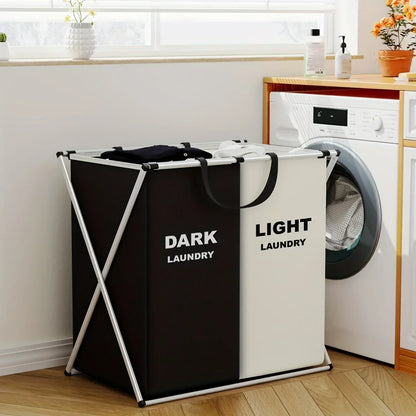 Foldable Laundry Hamper with 2 or 3 Sorting Compartments