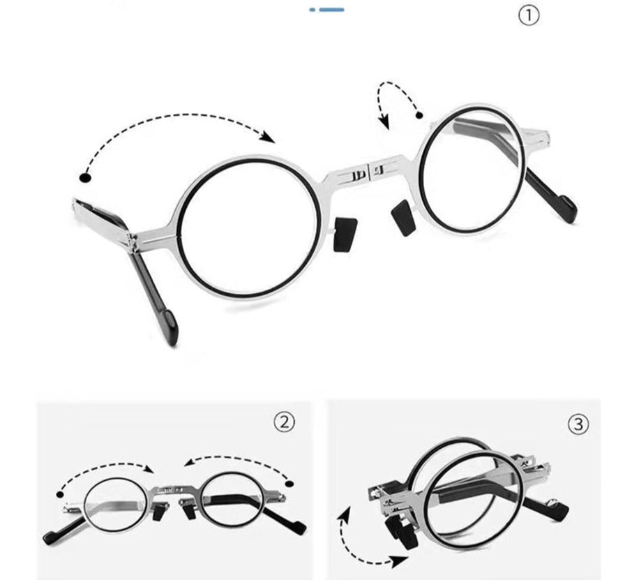 Foldable Reading Glasses with Scratch-Resistant Lenses and Case