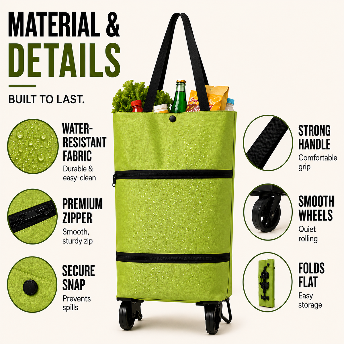 Foldable Wheeled Shopping Hand Cart with Backpack Carry Option