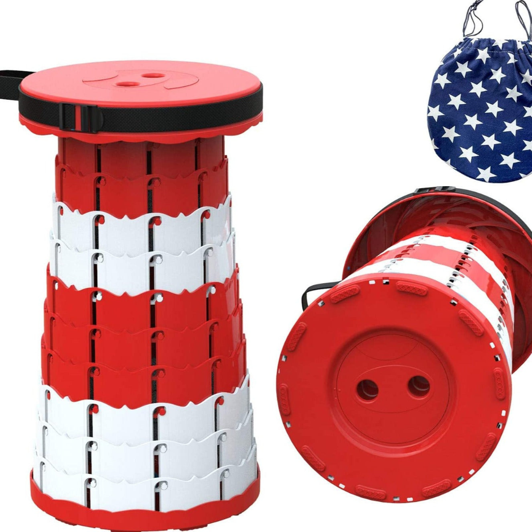 Folding Stool with Adjustable Height, Portable Design and Compact Storage