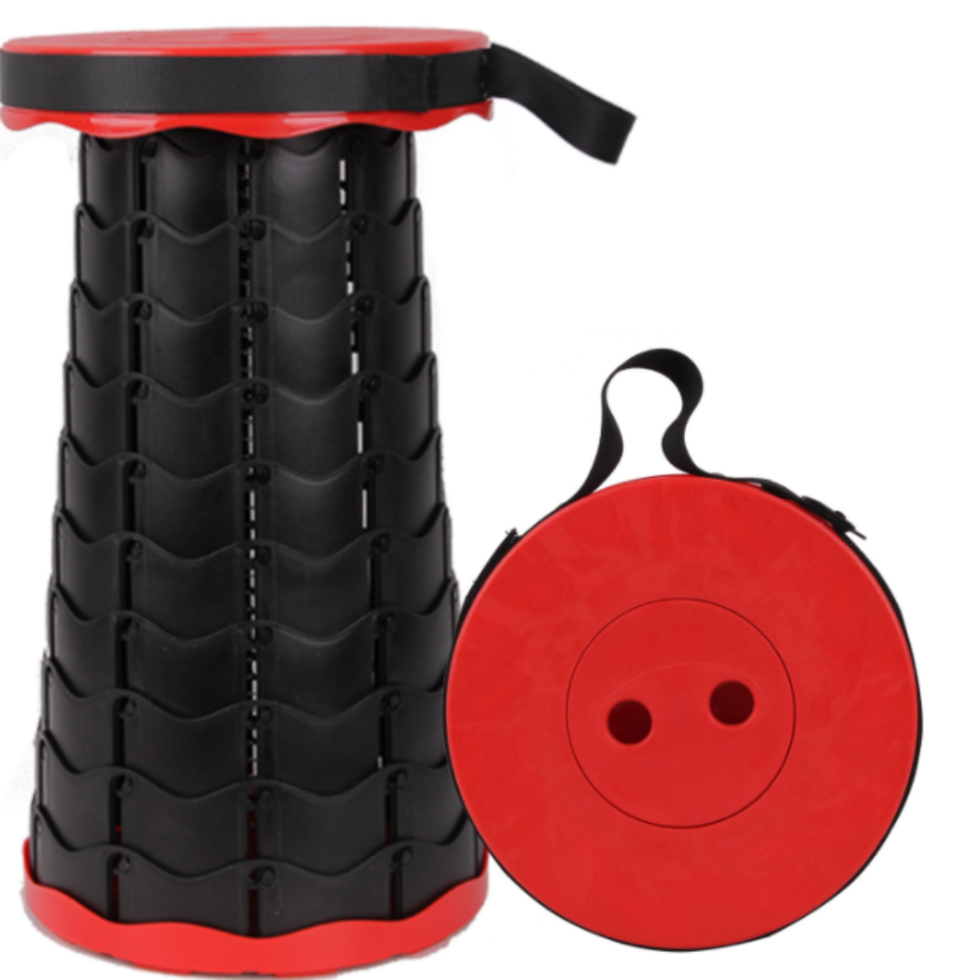 Folding Stool with Adjustable Height, Portable Design and Compact Storage