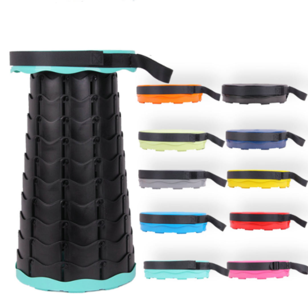 Folding Stool with Adjustable Height, Portable Design and Compact Storage