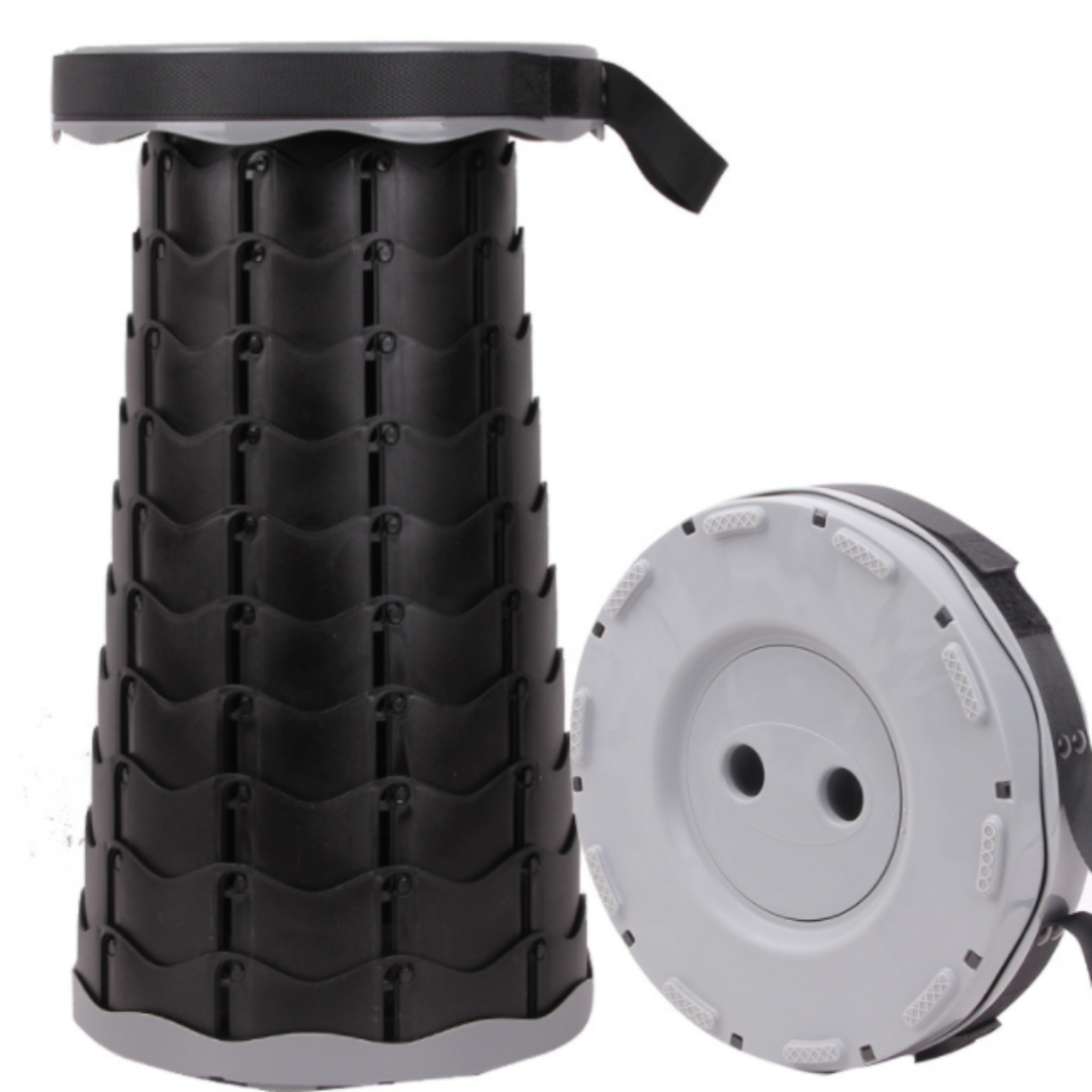 Folding Stool with Adjustable Height, Portable Design and Compact Storage