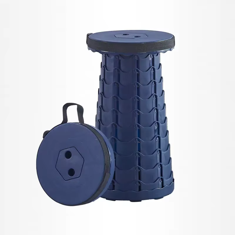 Folding Stool with Adjustable Height, Portable Design and Compact Storage