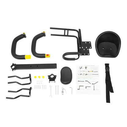 Front-Mounted Baby Bike Seat with Adjustable Foot Pedals and Safety Belt