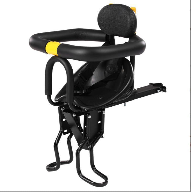 Front-Mounted Baby Bike Seat with Adjustable Foot Pedals and Safety Belt