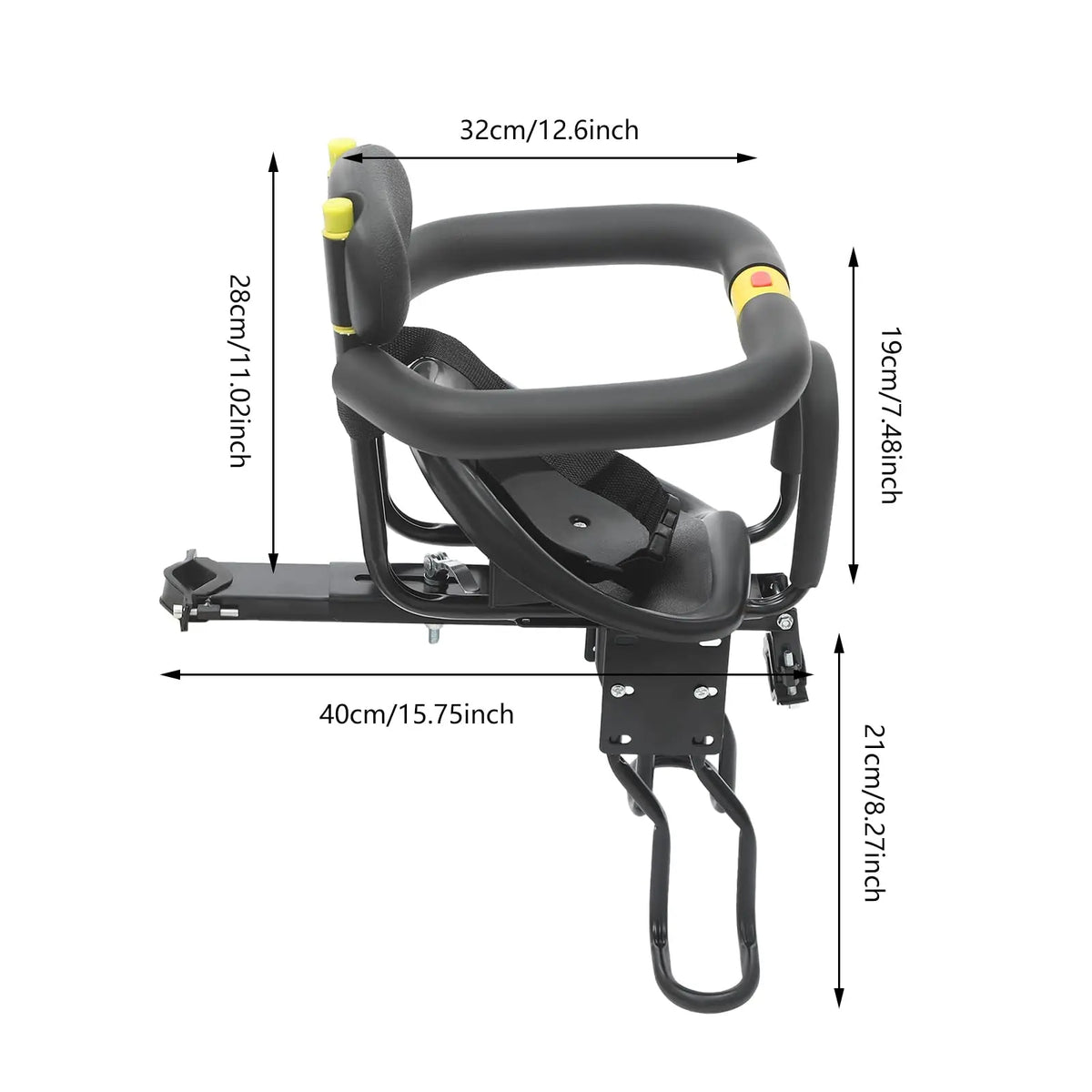 Front-Mounted Child Bike Seat with Adjustable Seat and Pedal Height