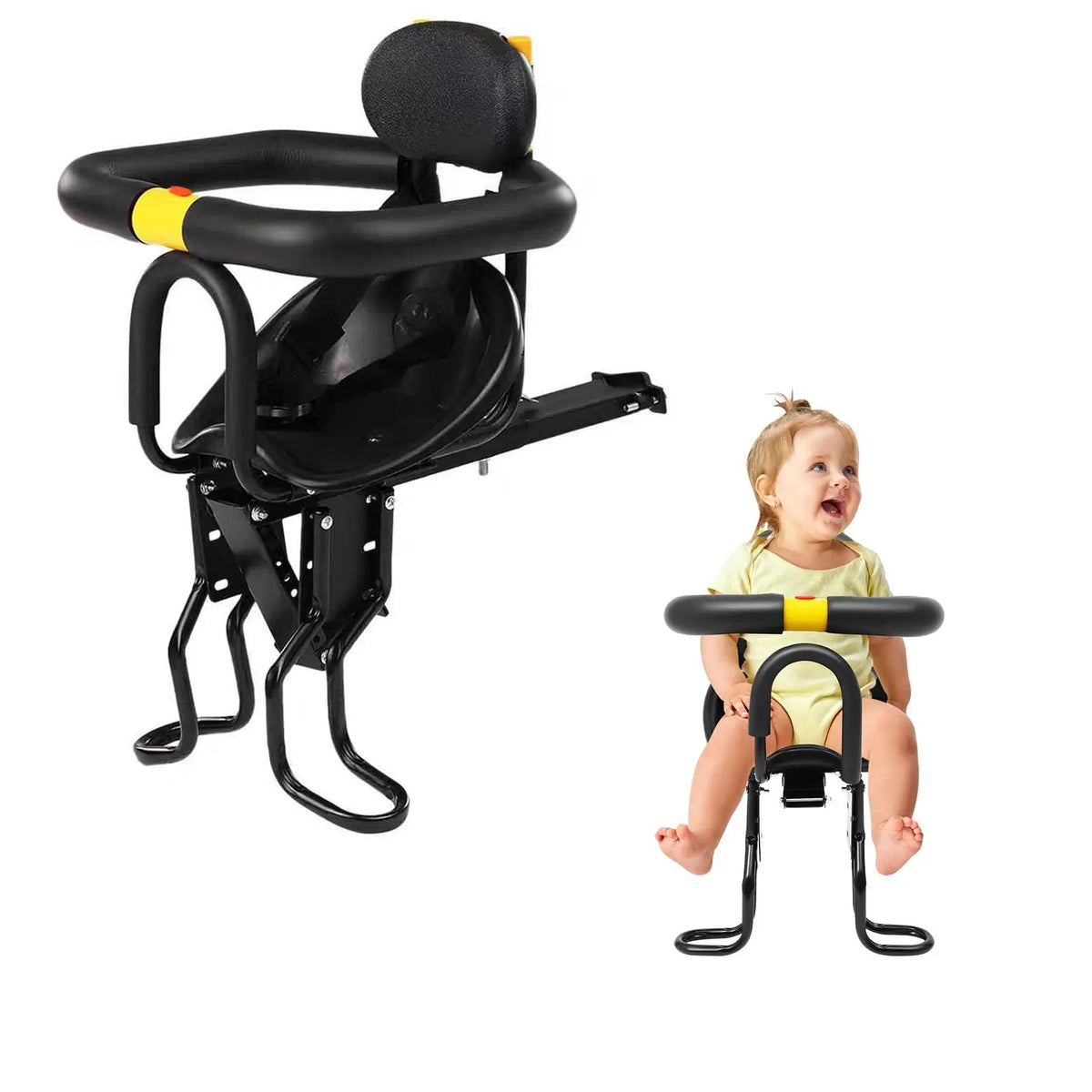 Front-Mounted Child Bike Seat with Adjustable Seat and Pedal Height