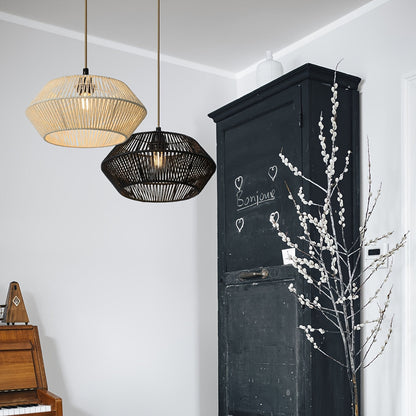 Geometric Handwoven Paper Rope Pendant Shade