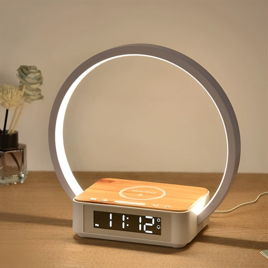 GlowMax 3 in 1 LED Table Lamp with Wireless Charger Alarm Clock Touch Control