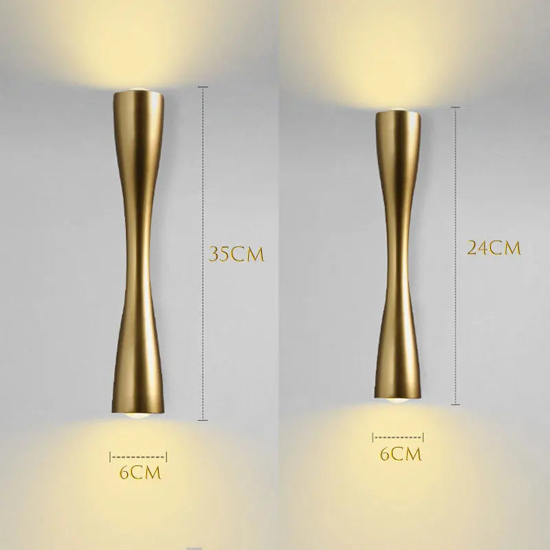 Gold Aluminium Up Down LED Wall Light