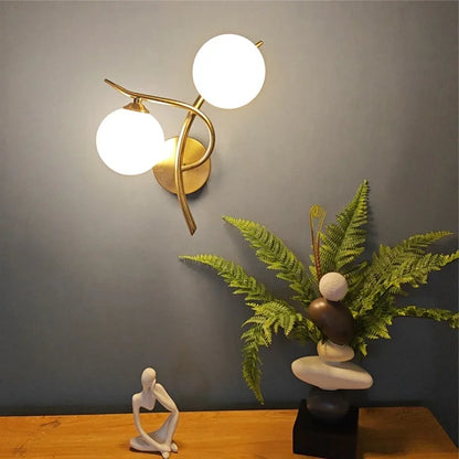 Gold Double Globe Glass Wall Light