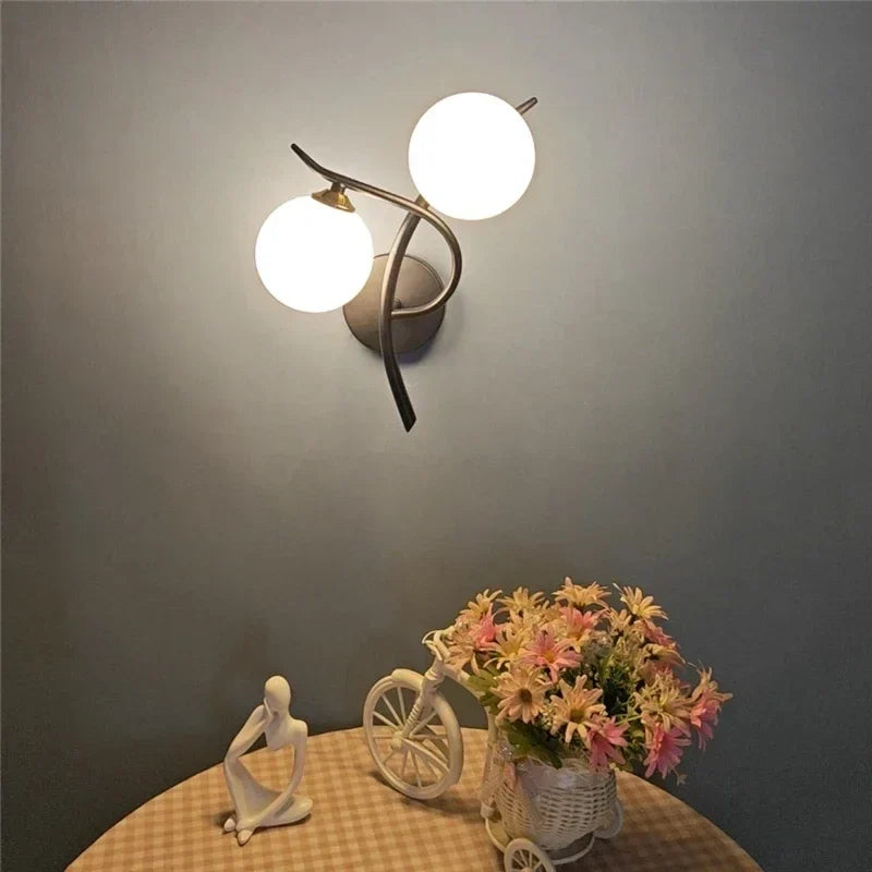 Gold Double Globe Glass Wall Light