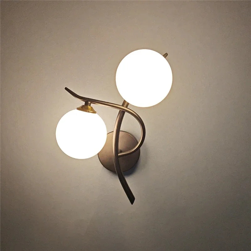 Gold Double Globe Glass Wall Light