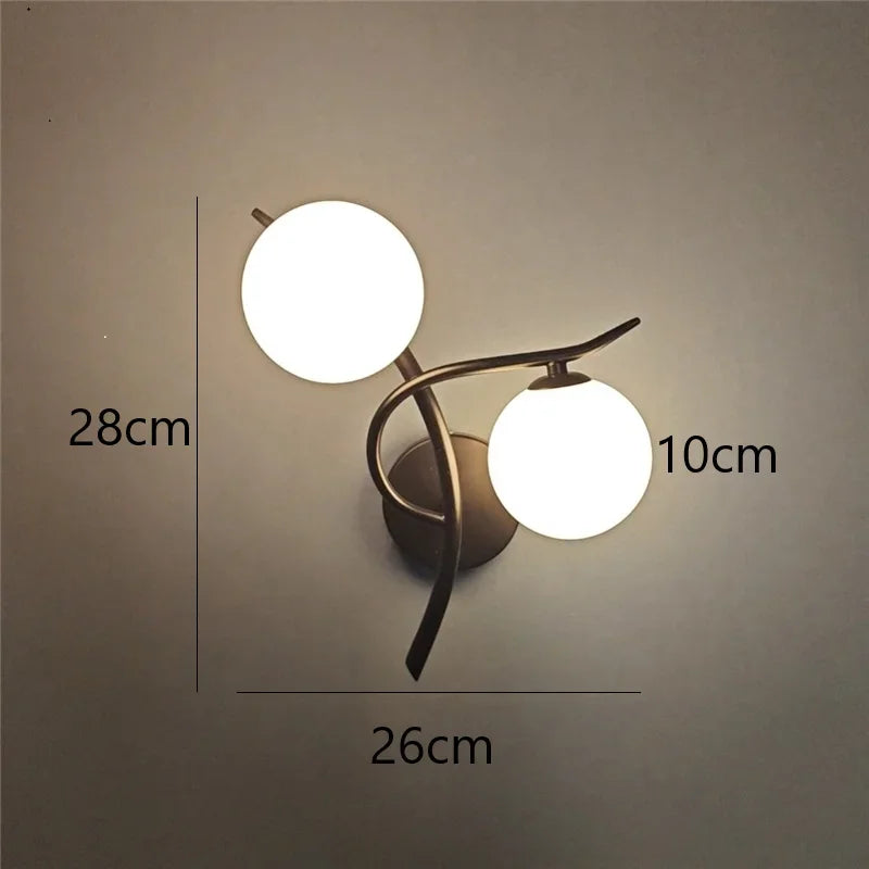 Gold Double Globe Glass Wall Light