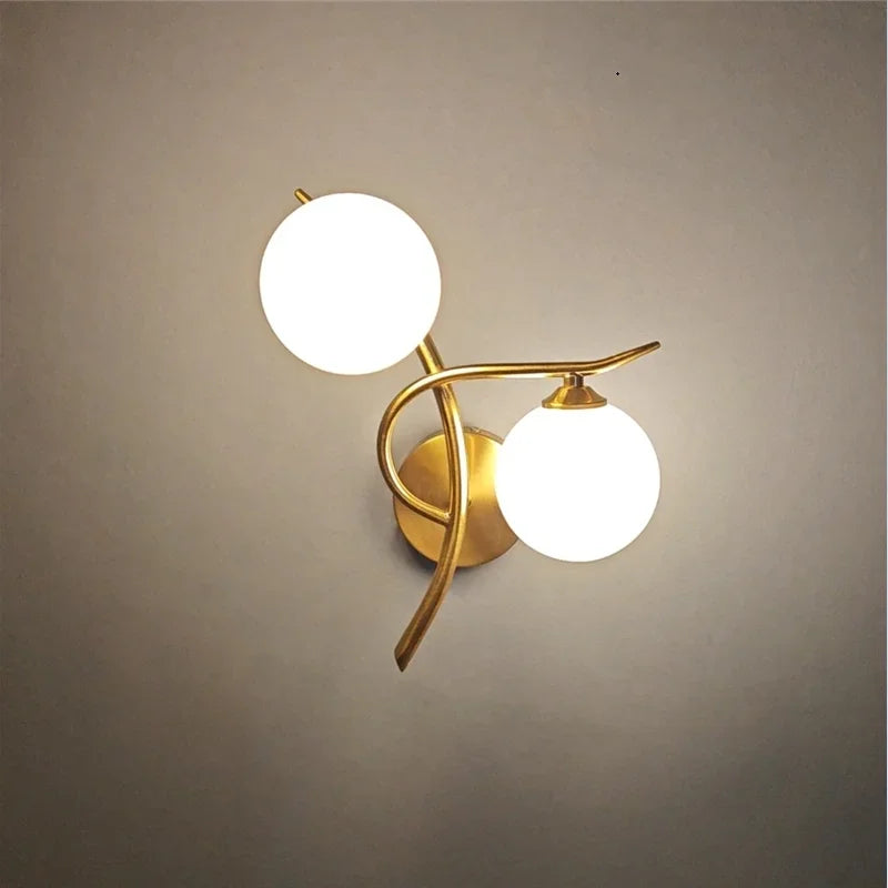 Gold Double Globe Glass Wall Light