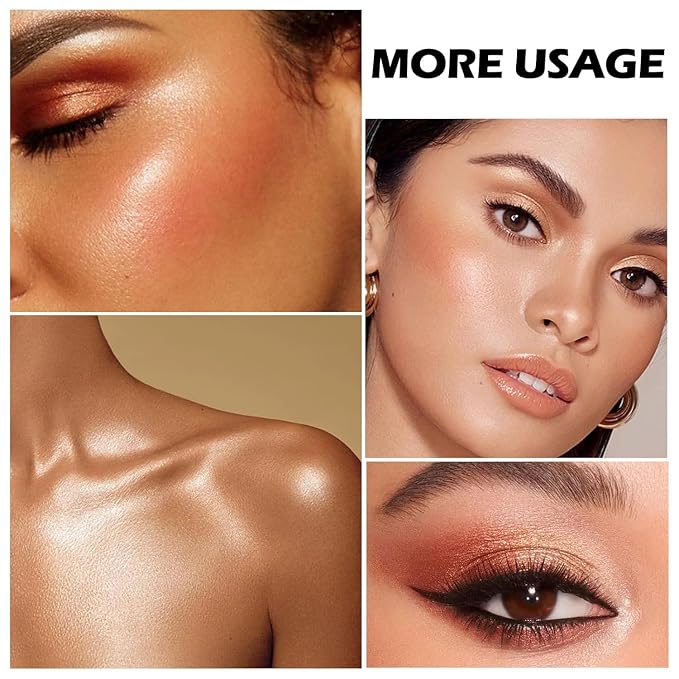Golden Shimmer Brick Blush Bronzer Face Powder Palette