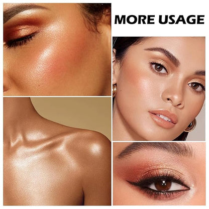 Golden Shimmer Brick Blush Bronzer Face Powder Palette