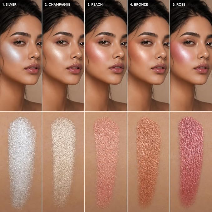 Golden Shimmer Brick Blush Bronzer Face Powder Palette