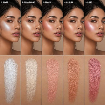Golden Shimmer Brick Blush Bronzer Face Powder Palette