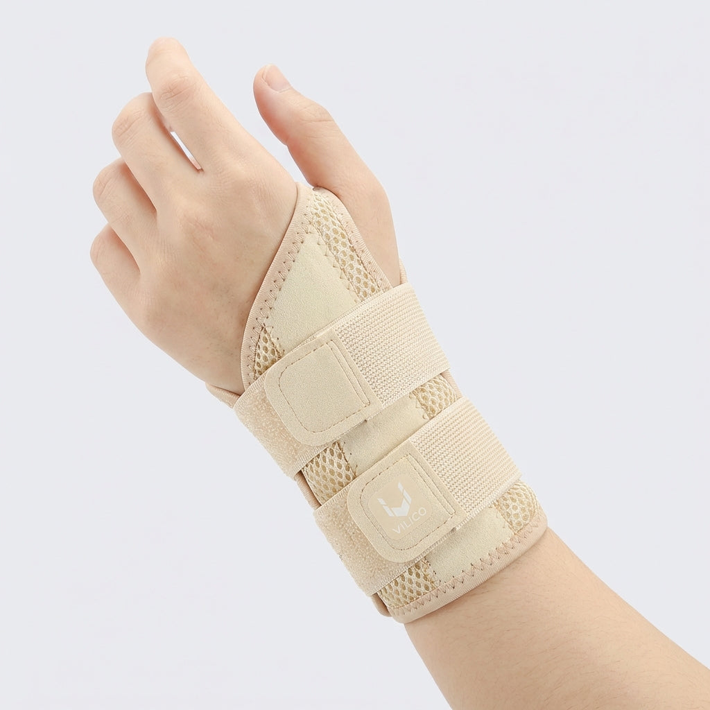 Half Finger Wrist Support with Removable Splint and Adjustable Straps