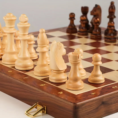 Handcrafted Wooden Chess Set with Detailed Pieces for Classic Chess Play