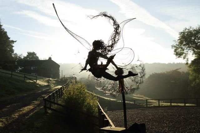 Handmade Metal Elf Garden Statue with Installation Stake