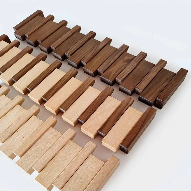 Handmade Piano-Style Wooden Coat Rack with Foldable Hooks for Wall Mounting
