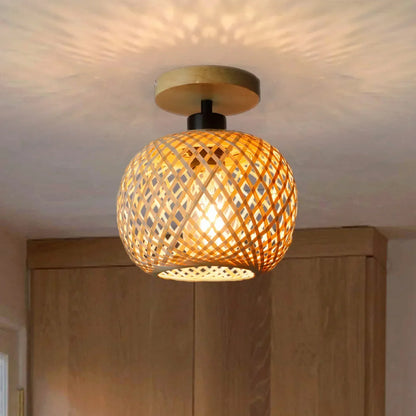 Handwoven Bamboo Ceiling Light