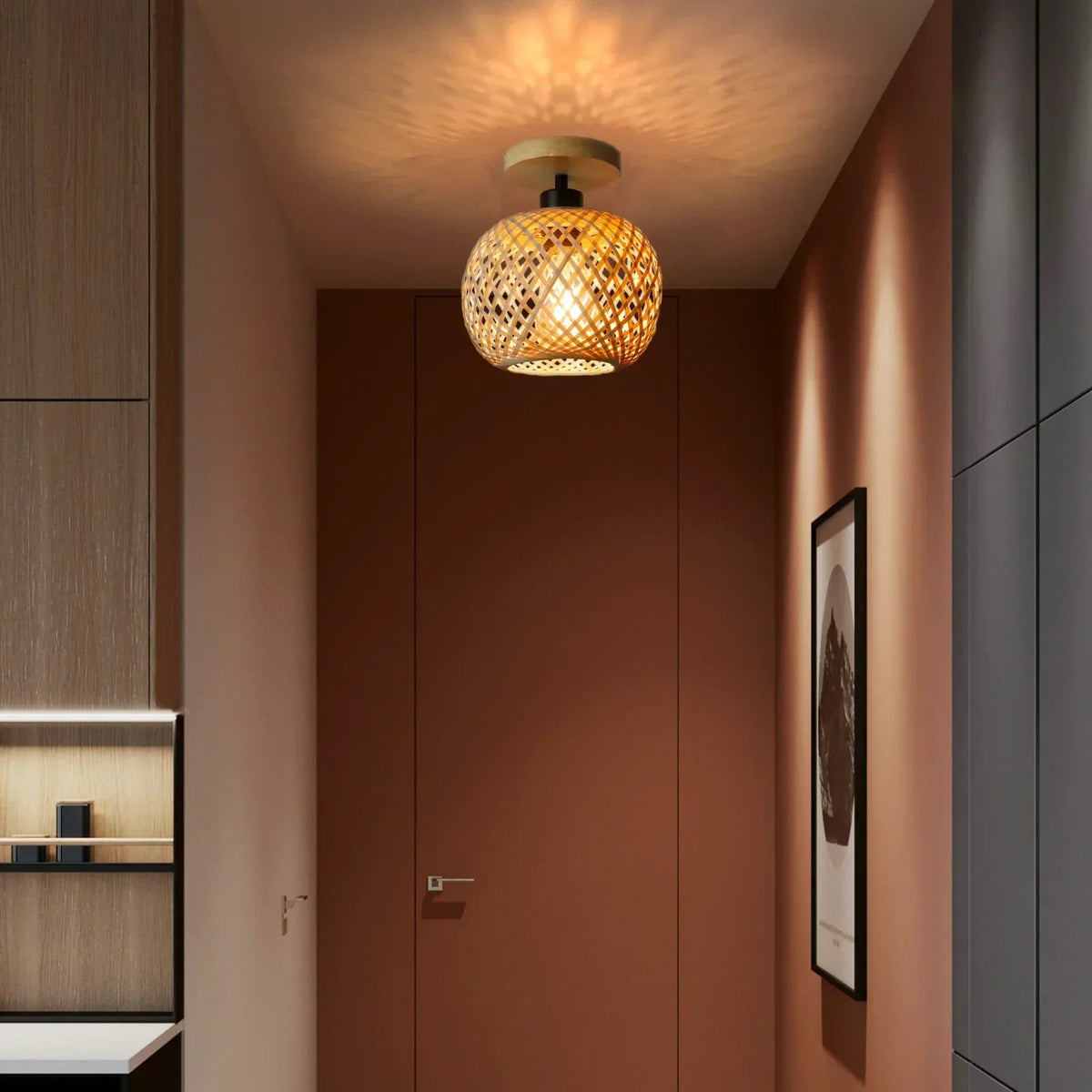 Handwoven Bamboo Ceiling Light