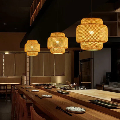 Handwoven Bamboo and Rattan Pendant Light