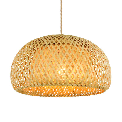 Handwoven Bamboo and Rattan Pendant Light