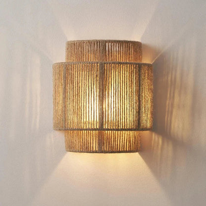 Handwoven Natural Rattan E27 Wall Lamp