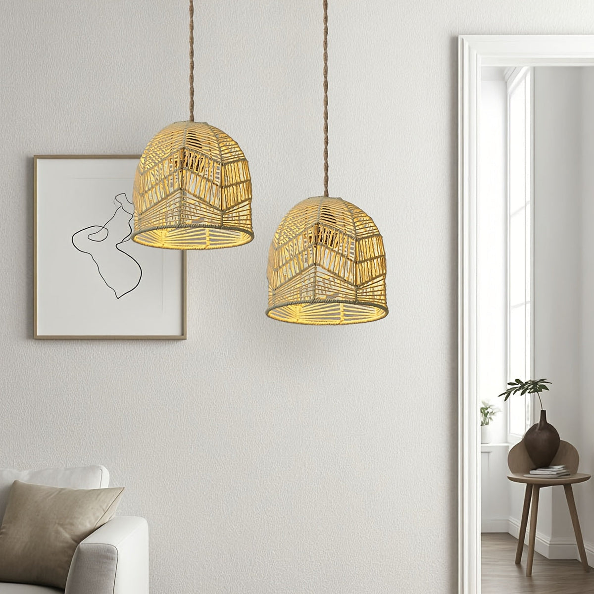 Handwoven Paper Rope Pendant Shade