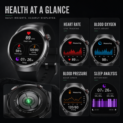 Health Smartwatch with Blood Pressure Heart Rate and Blood Oxygen Tracking