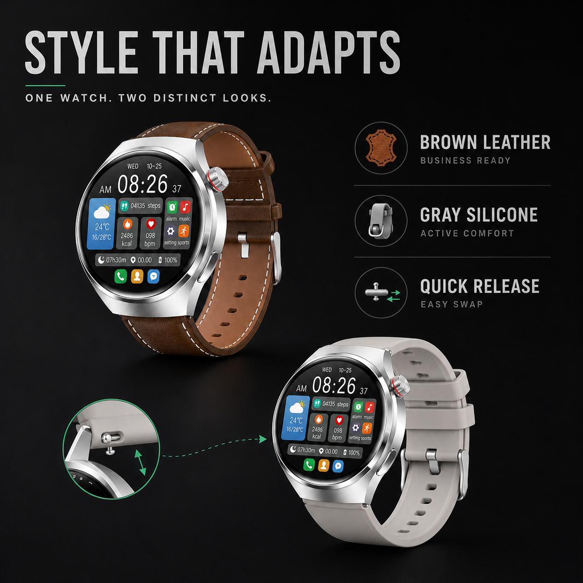 Health Smartwatch with Blood Pressure Heart Rate and Blood Oxygen Tracking